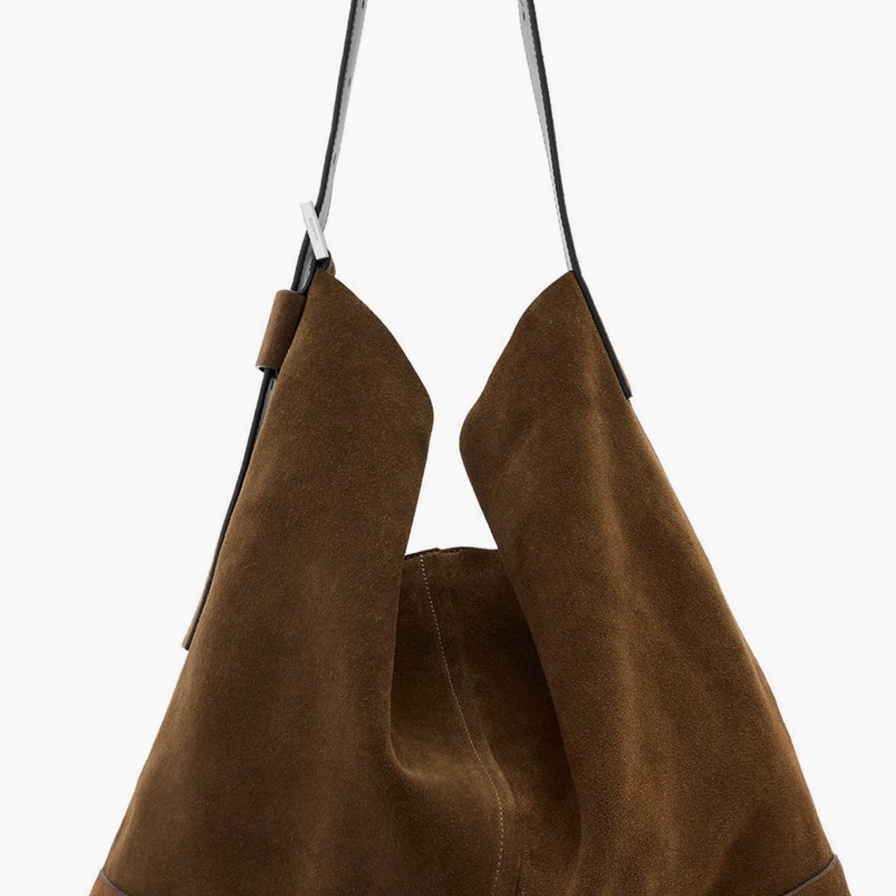AllSaints Asha Suede Shoulder Bag - Fango Brown